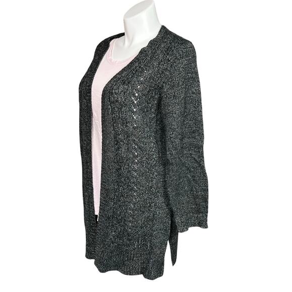 Karen Scott Womens Cardigan Sweater Open Front Loose Knit Long Black 1X - Picture 5 of 8
